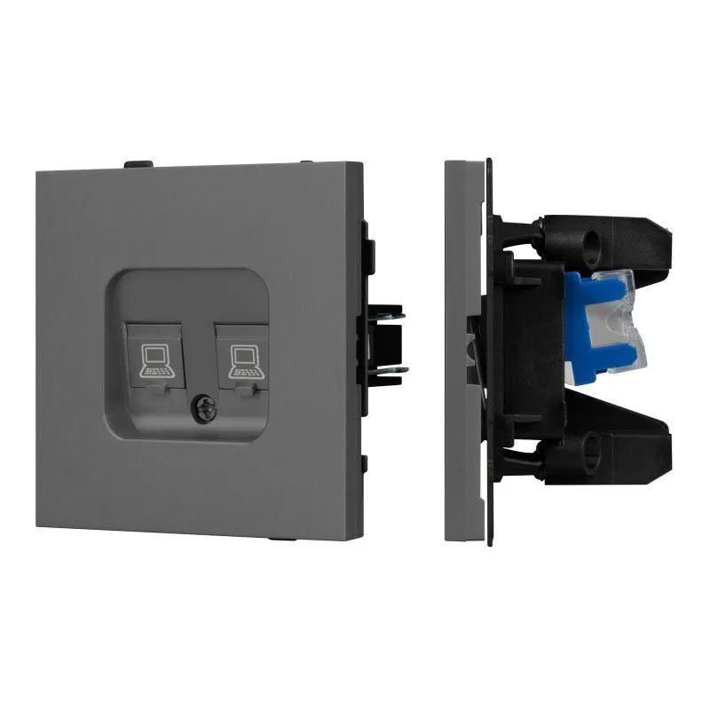Розетка компьютерная 2-м SCT-TENDO-MPC2-SFPL-GR RJ45 кат.6 механизм Arlight 054597