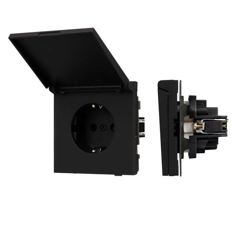 Розетка 1-м СП SCT-TENDO-MCP-SFPL-BK 16А IP44 230В влагозащ. механизм Arlight 054599