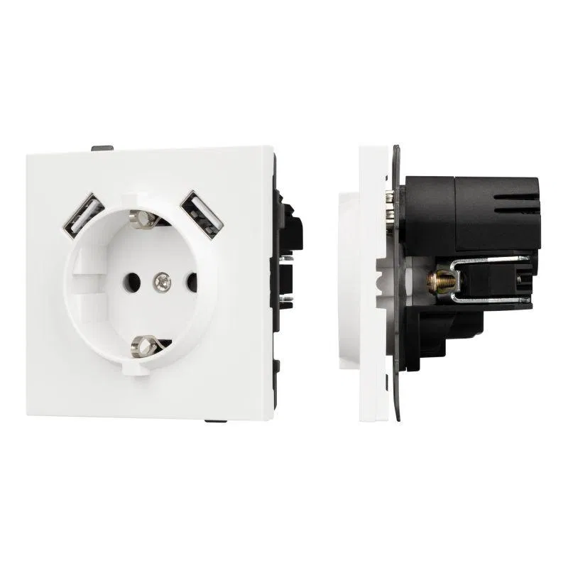 Розетка 1-м СП SCT-TENDO-MUAA-SFPL-WH 16А IP20 230В с USB зарядкой механизм Arlight 054606