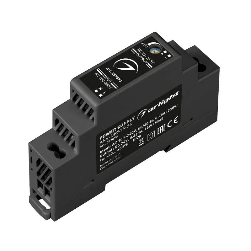 Блок питания ARV-DRS-15-24 24В 0.63А 15Вт IP20 DIN-рейка Arlight 057073