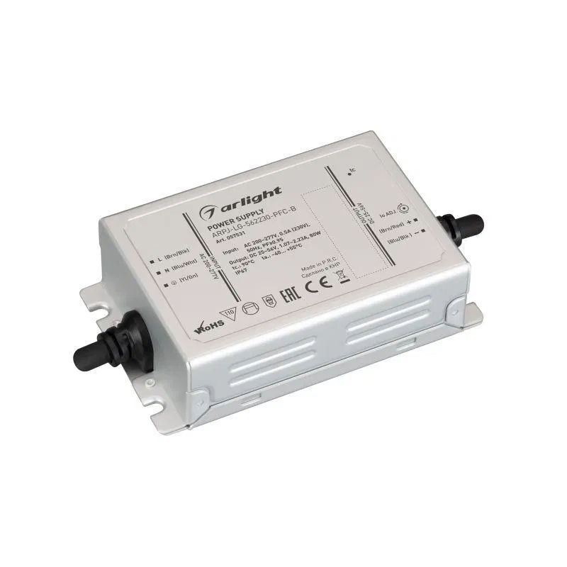 Блок питания ARPJ-LG-562230-PFC-B (80Вт 25-56В 1.07-2.23А) IP67 металл Arlight 057531