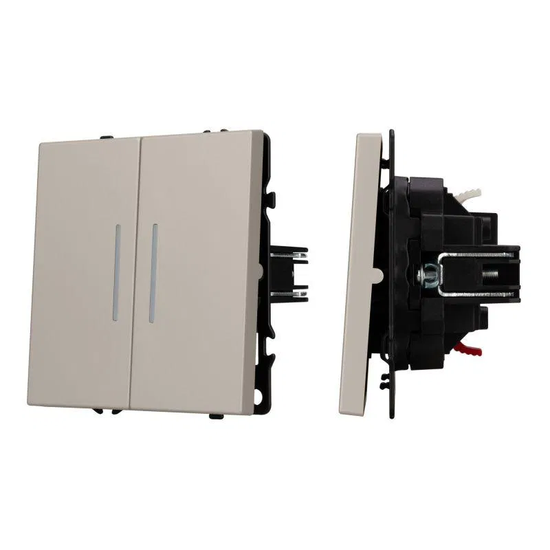 ARL NOBE 2档开关 软触感背光 SWT-MK02-SFPL-L-CA 250V 10A 羊绒色 Arlight 059417(1)