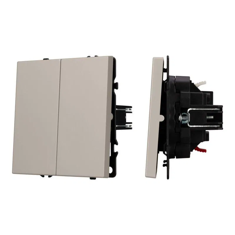 Two-gang non-passing switch mechanism SWT-NOBE-MK02-SFPL-CA 230V 10A cashmere Arlight 059419