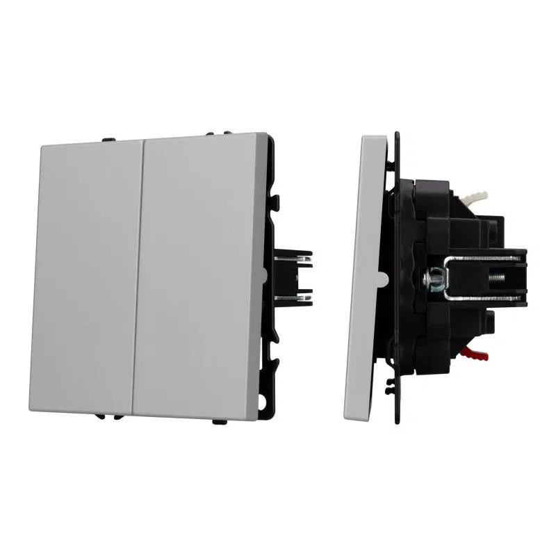 Выключатель ARL NOBE 2 кл софт-тач никель SWT-MK02-SFPL-IS (250В 10А) Arlight 059420(1)