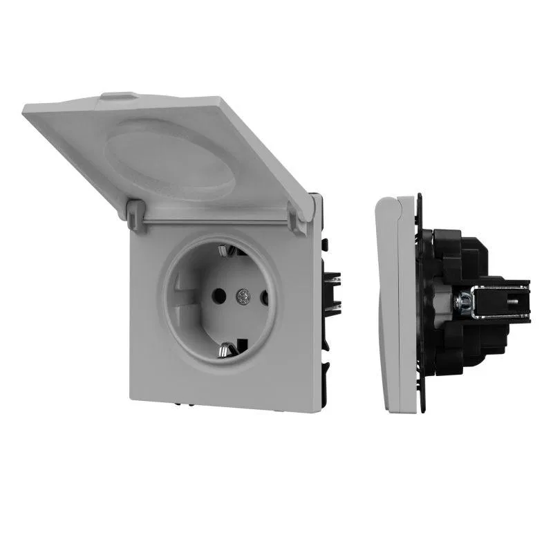 Waterproof socket mechanism SCT-NOBE-MCP-SFPL-IS (230V 16A) nickel Arlight 059441