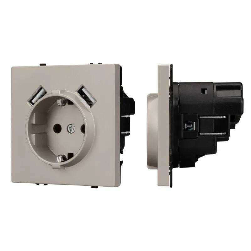 Socket mechanism with USB charging SCT-NOBE-MUAA-SFPL-CA (230V 16A) cashmere Arlight 059442