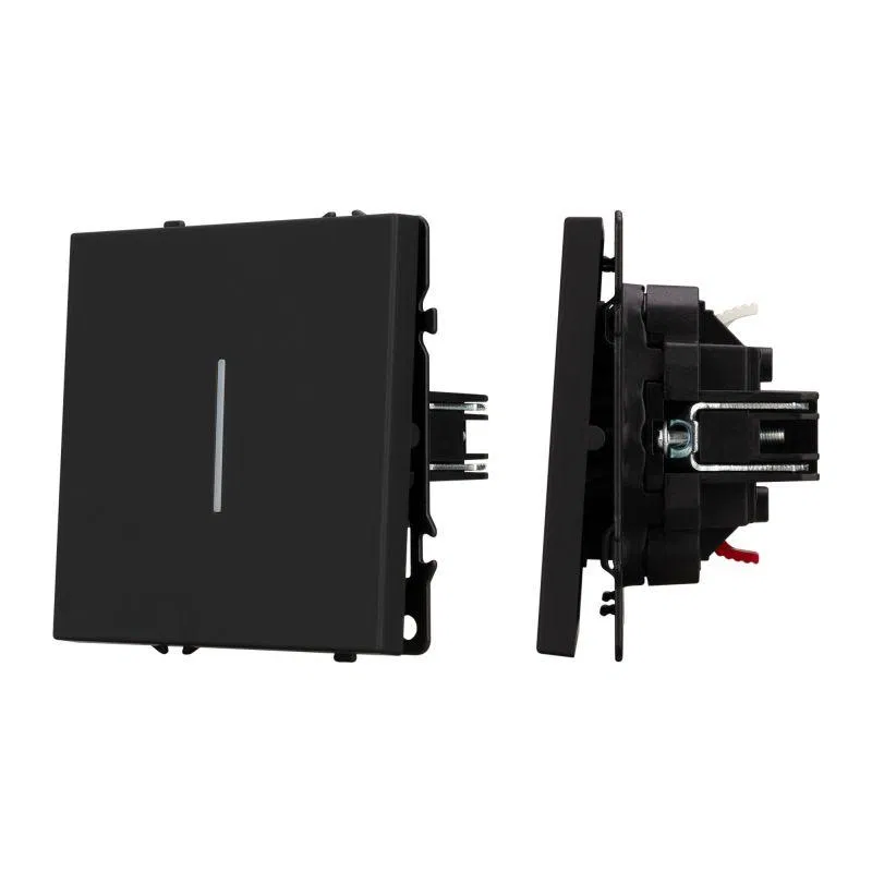 门铃开关 1 键 ARL NOBE 软触感背光 SWT-MKR1-SFPL-L-BK 250В 10A 黑玛瑙 Arlight 061734(1)