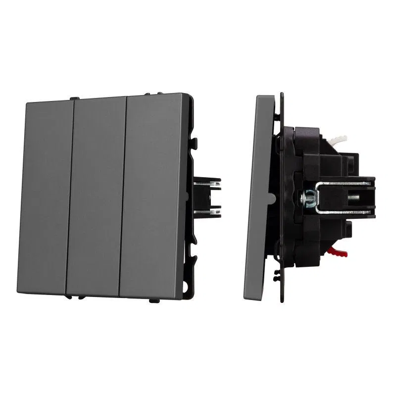 Выключатель ARL NOBE 3 кл софт-тач сер. базальт SWT-MK03-SFPL-GR (250В 10А) Arlight 061799(1)