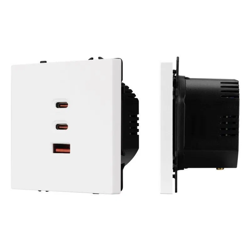 USB Socket ARL NOBE type A+C+C soft-touch white quartz SCT-MUACC-SFPL-FC-WH (65W QC3) Arlight 061839(1)