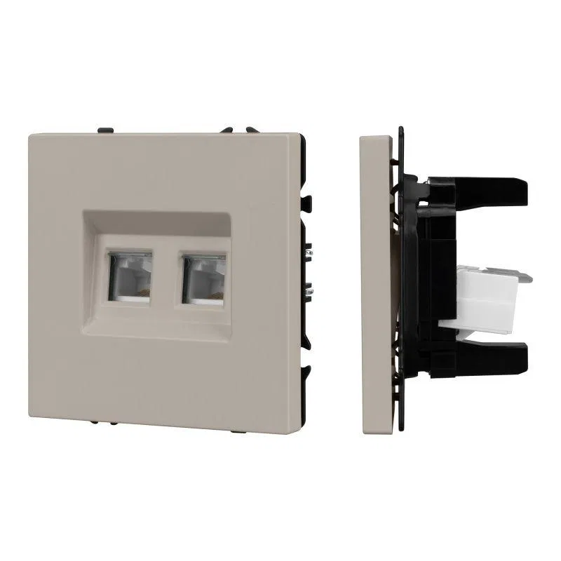 Arlight 061889 双口电话插座组件 SCT-NOBE-MTL2-SFPL-CA (RJ-11 4C) 羊绒色