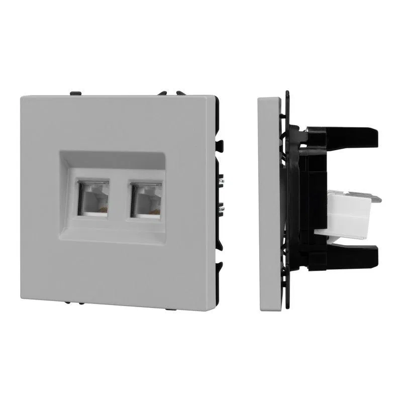 双联电话插座组件 SCT-NOBE-MTL2-SFPL-IS (RJ-11 4C) 镍 Arlight 061890