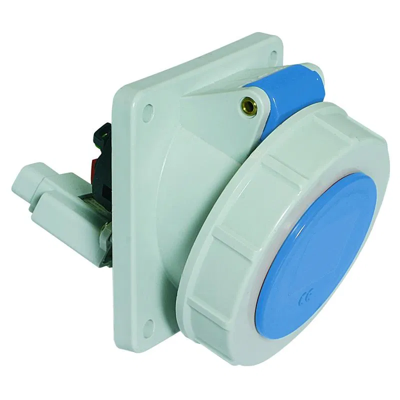 Розетка встраиваемая 32А 3п НО+НЗ 6ч 230В IP67 наклонная фланец 85х85 Quick-Connect Bals 12646