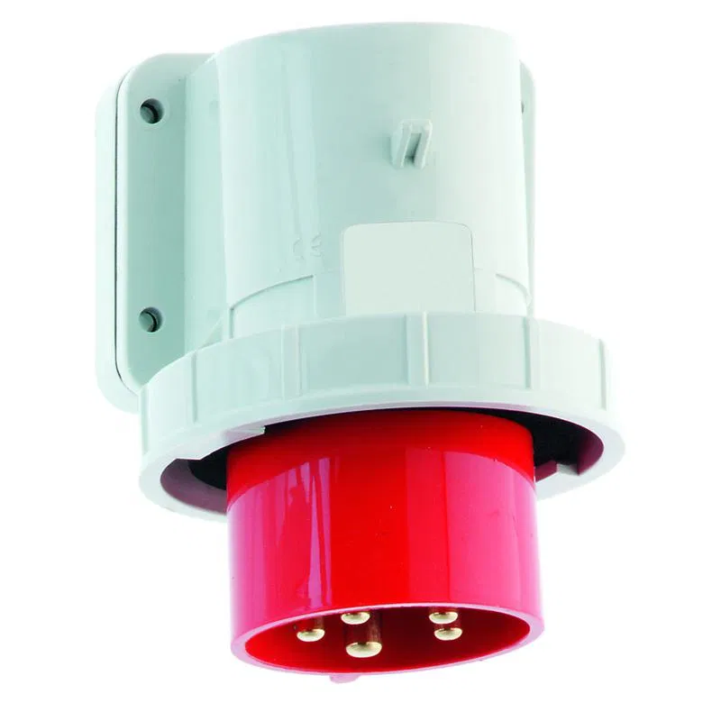 Вилка настенная 32А 5п 6ч 400В IP67 фланец 75х90 Quick-Connect Bals 24418