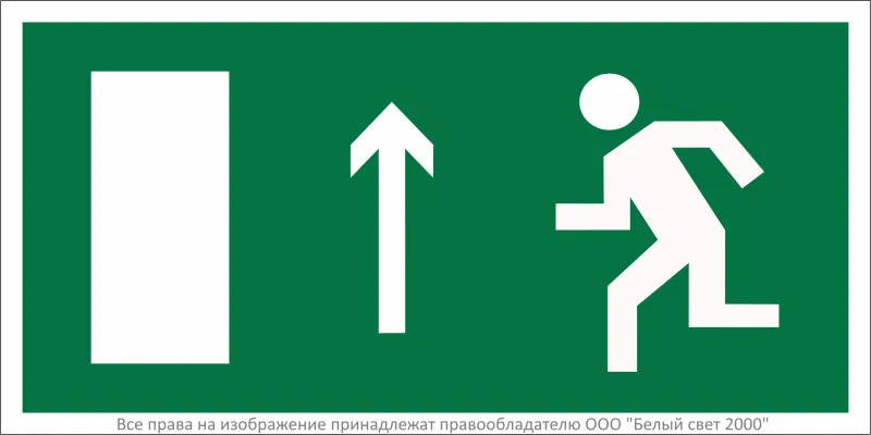 Safety sign BL-2010B.E12 "Emergency exit direction straight (left)" White light a15036