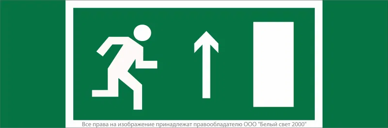Safety sign NPU-3413.E11 "e.g. to evacuation exit straight (right.)" White light a16522