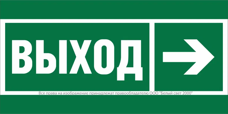 Знак безопасности NPU-7035.E30 "Направление к эвакуационному выходу направо" Белый свет a20444