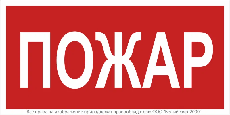 Знак безопасности NPU-6030.F20"Пожар" Белый свет a20590