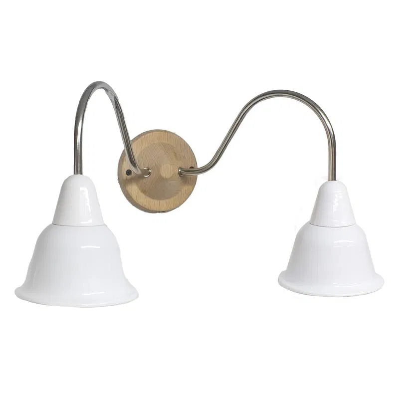 Campana lamp 2 shades wall ceramic white/chrome Bironi BS1-22-0101/30/10