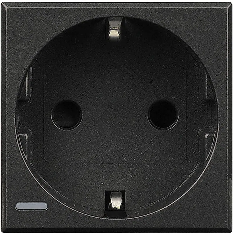 1位2模组插座 Axolute 16A IP20 2P+E，带中心和侧面接地，Schuko，带保护盖，德国标准，无螺钉接线端子，石墨色 Leg BTC HS4141W BTICINO (Legrand集团)