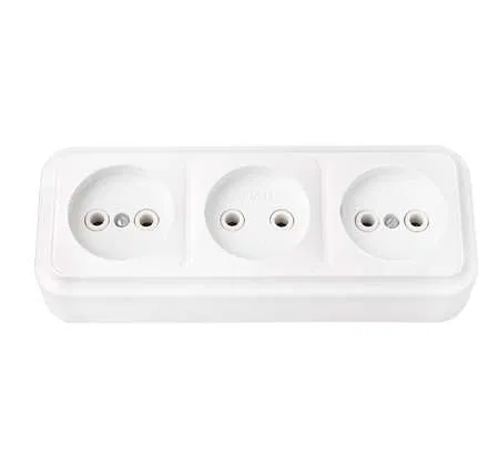 Розетка 3-м ОП 16А IP20 без заземл. бел. Bylectrica РА16-263