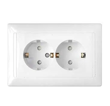 Розетка 2-м СП 16А IP20 с заземл. защ. шторки бел. Bylectrica РС16-351