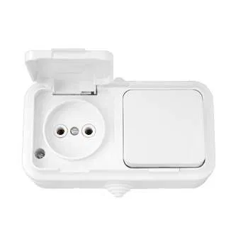 Розетка 2-м ОП IP44 без заземл. бел. Bylectrica В-РЦ-653