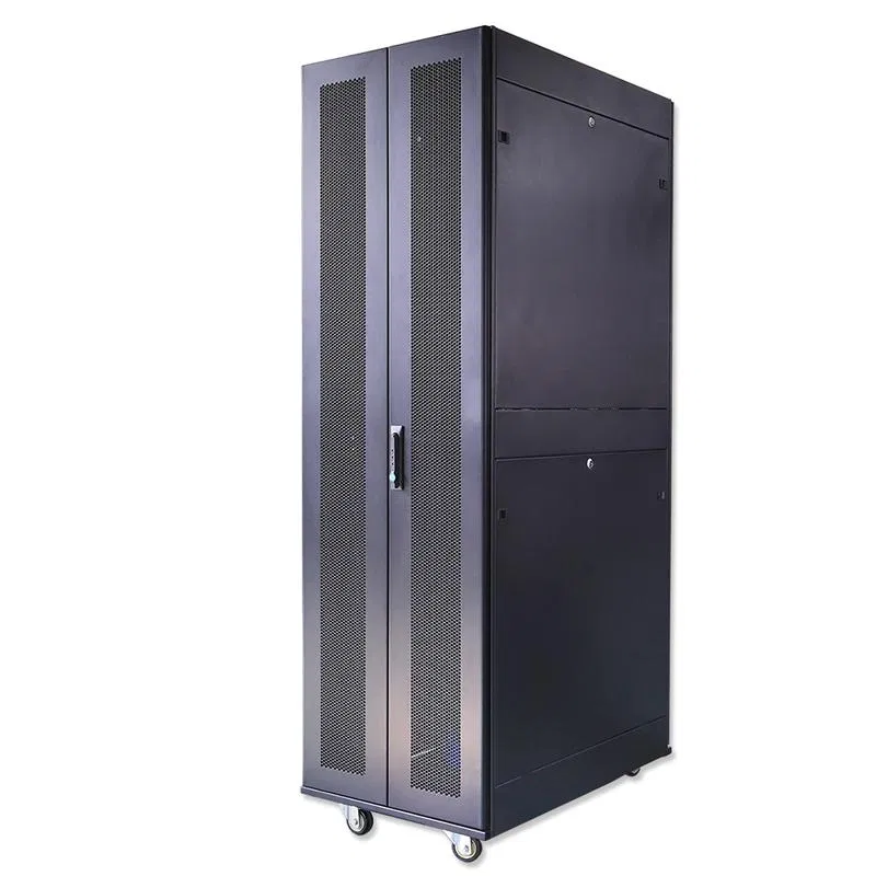Шкаф серверный телекоммуникационный напольн. ND-SC-42U60/120-BK 19дюйм 42U 600х1200мм для распределит. и серверн. оборудования; передн. и задн. двойн. перфорир. двери ручки с замком RAL 9004 черн. Cabeus 11120c