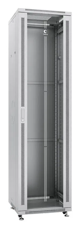 Шкаф монтажный телекоммуникационный напольный SH-05C-47U60/100 19дюйм для распред. и серверн. оборудования 47U 600х1000х2277мм передн. стеклян. и задн. сплошн. метал. двери ручка с замком сер. (RAL 7035) Cabeus 7160c