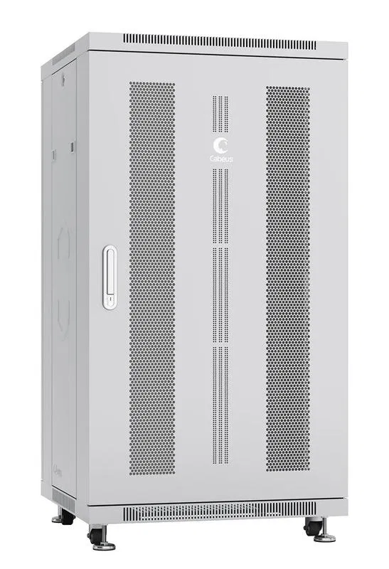 Шкаф монтажный телекоммуникационный напольн. ND-05C-22U60/100 19дюйм 22U 600х1000х1166мм для распределит. и серверн. оборудования; передн. и задн. перфорир. двери ручка с замком RAL 7035 сер. Cabeus 7200c