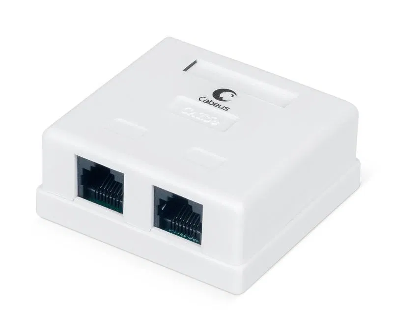 Розетка компьютерная 2-м ОП WS-8P8C-Cat.5e-2 RJ45 кат.5E Dual IDC Cabeus 7247c