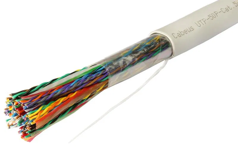 Кабель витая пара UTP (U/UTP) кат.5 50 пар 24 AWG ОЖ solid PVC нг(А)-LS Cabeus 7283c