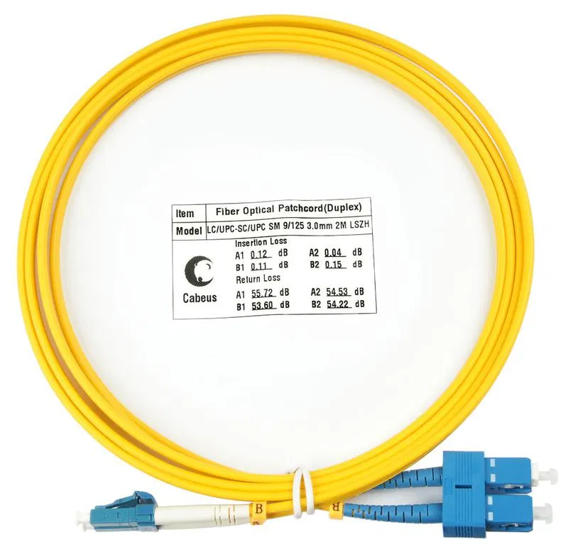 Патч-корд оптический FOP(d)-9-LC-SC-2m duplex LSZH LC-SC 9/125см 2м Cabeus 7353c