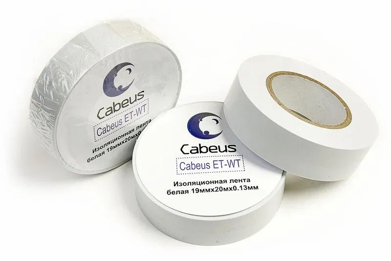 Лента изоляционная ET-WT 19ммх20мх0.13мм бел. Cabeus 7414с 7414c