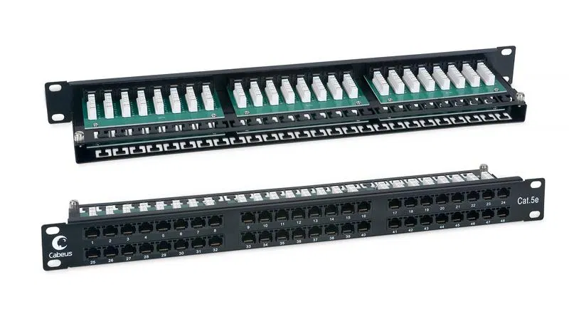 Патч-панель 19дюйм 1U 48 портов кат.5E PLHD-48-Cat.5e-Dual Cabeus 7487c