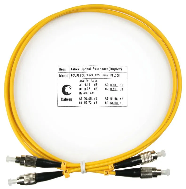 Шнур оптический duplex FC-FC 9/125 FOP(d)-9-FC-FC-1м см 1м LSZH Cabeus 7490c