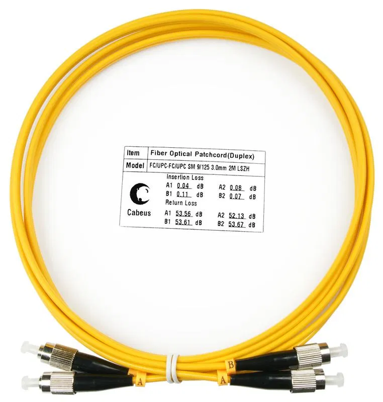 Шнур оптический duplex FC-FC 9/125 SM LSZH FOP(D)-9-FC-FC-2M 2м Cabeus 7491c