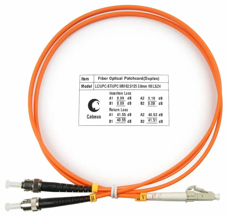 Шнур оптический FOP-62-LC-ST-1m duplex LC-ST 62/5/125mm 1м LSZH Cabeus 7614c