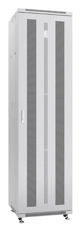 Шкаф монтажный телекоммуникационный напольн. ND-05C-47U60/80 19дюйм 47U 600х800х2277мм для распределит. и серверн. оборудования; передн. и задн. перфорир. двери ручка с замком RAL 7035 сер. Cabeus 7865c