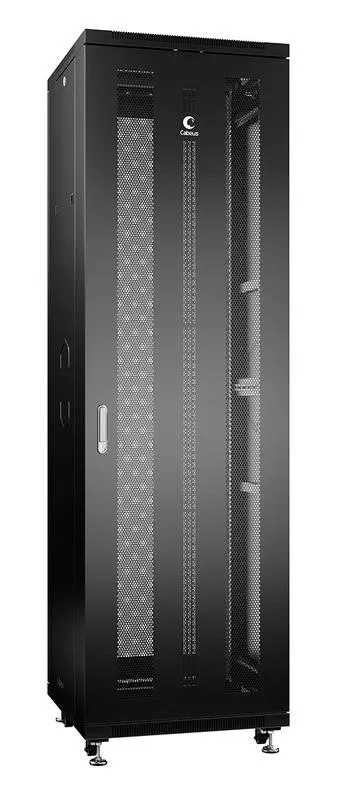 Шкаф монтажный телекоммуникационный напольн. ND-05C-42U60/100-BK 19дюйм 42U 600х1000х2055мм для распределит. и серверн. оборудования; передн. и задн. перфорир. двери ручка с замком RAL 9004 черн. Cabeus 8535c