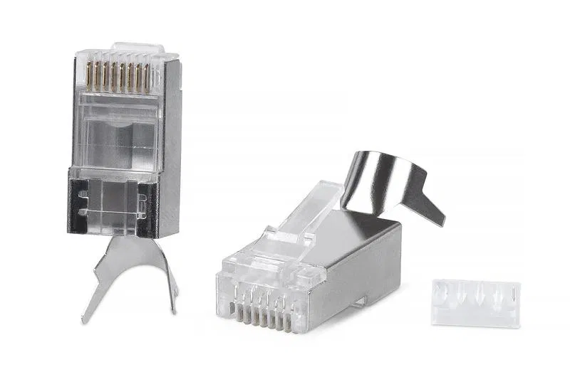 Коннектор 8P8C-SH-C6(1.35)-TWP RJ-45(8P8C) под витую пару кат. 6 экран. универс. (для ож и мж кабеля) для проводников с толщ. по изоляции до 1.35мм со вставкой Cabeus 9543c