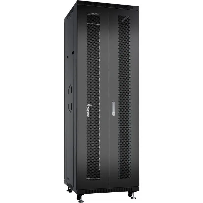 Шкаф монтажный телекоммуникационный напольн. ND-05C-47U60/120-BK 19дюйм 47U 600х1200х2277мм для распределит. и серверн. оборудования; передн. и задн. двойн. перфорир. двери ручки с замком RAL 9004 черн. Cabeus 9753c