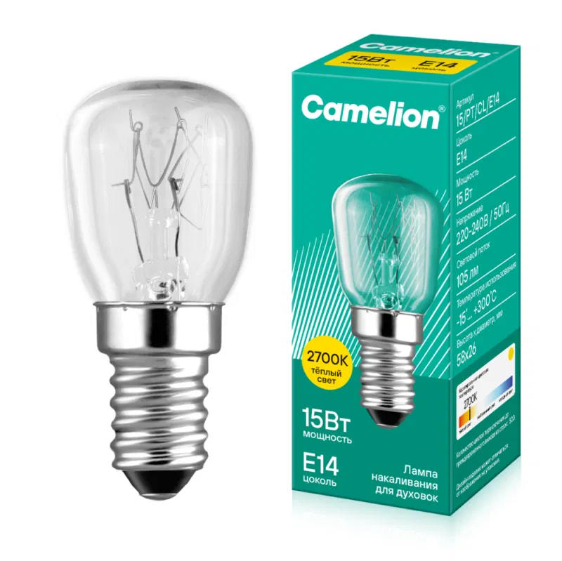 Camelion 烤箱用白炽灯泡 MIC 15/PT/CL/E14 12979