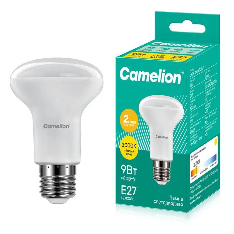 LED lamp LED9-R63/845/E27 9W reflector matte 4500K white E27 150-265V Camelion 13475