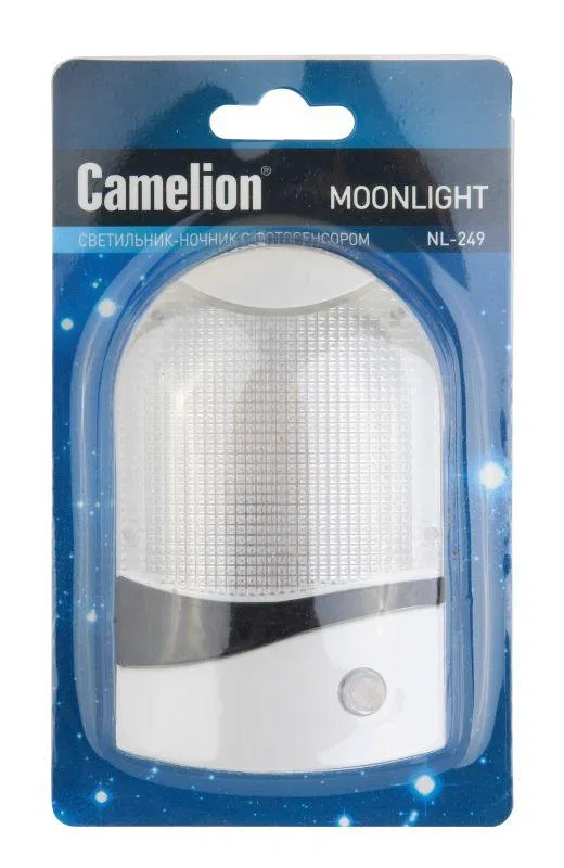Светильник светодиодный NL-249 220В ночник с фотосенсором бел. Camelion 14356