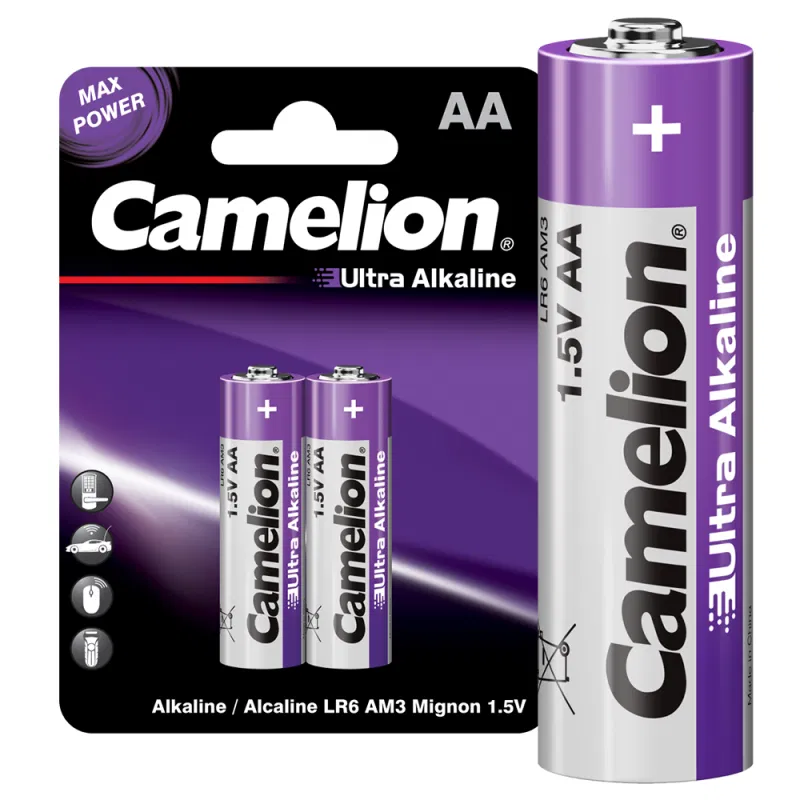 Элемент питания алкалиновый AA/LR6 1.5В Ultra BL-2 (уп.2шт) Camelion 14982