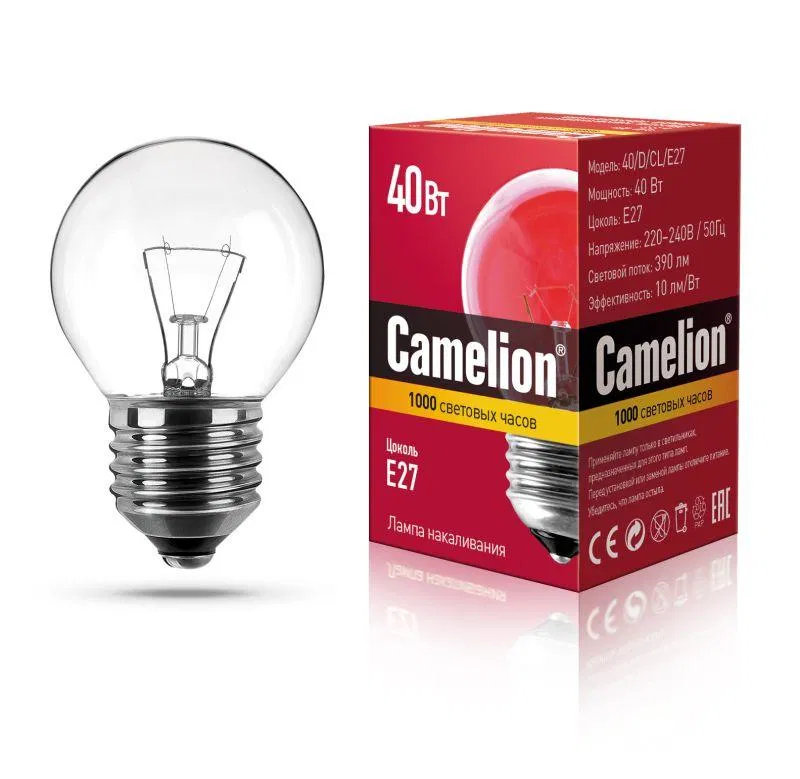 Лампа накаливания MIC D CL 40Вт E27 Camelion 9874 8974