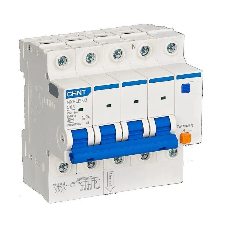 Residual current circuit breaker 4p D 63A 300mA type A 6kA AVDT NXBLE-63YH D63 electron. (R) CHINT 540151
