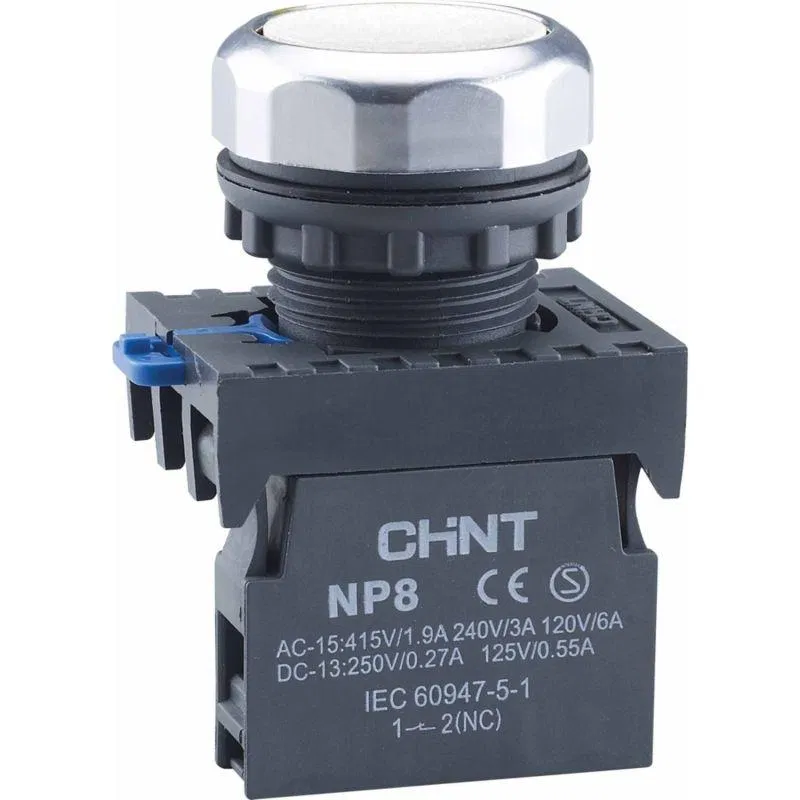 Кнопка управления NP8-11BND/1 подсветка самовозв. бел. AC/DC 24В(LED) 1НО+1НЗ IP65 (R) CHINT 667117