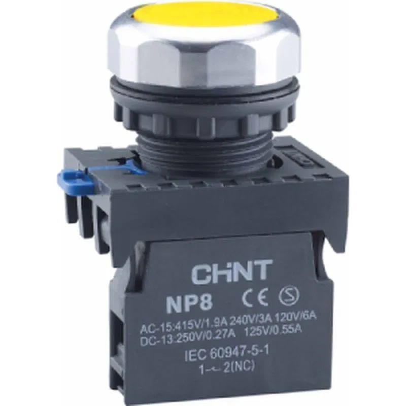 控制按钮 NP8-11BND/5 带指示灯自复位 黄色 AC/DC 24V(LED) 1NO+1NC IP65 (R) CHINT 667120