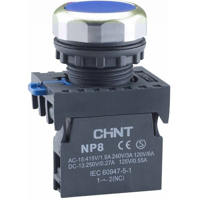 NP8-11BND/6 control button self-resetting blue AC/DC 24V(LED) 1NO+1NC IP65 (R) CHINT 667121